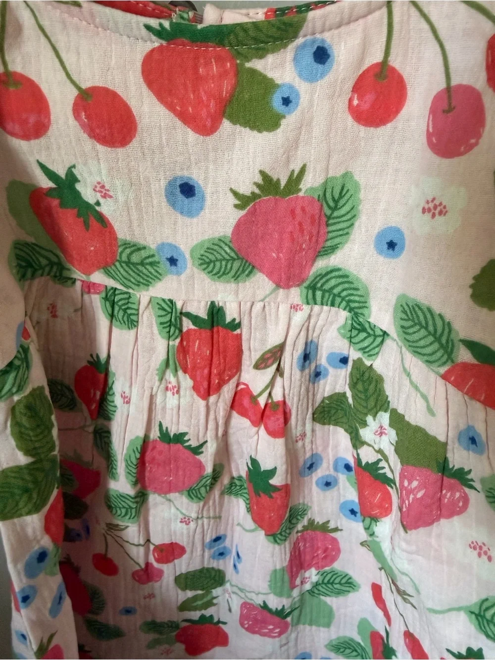 Mud Pie Girls 12-18M Pink Fruit Floral Muslin Cotton Dress Bow NWT Cold Shoulder